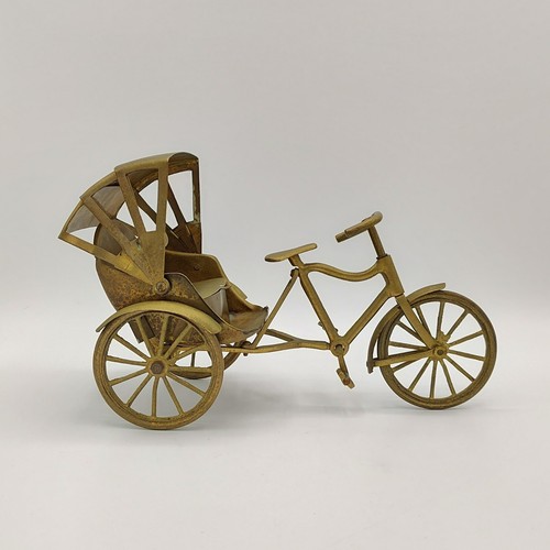 Vtg brass rickshaw tricycle - rickshaw,