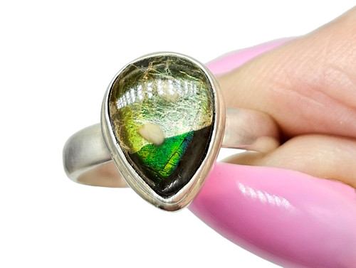 Green ammolite ring - green,