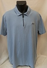 Mens MALLET Blue 1/4 zip Polo Shirt Size 2XL CG N09