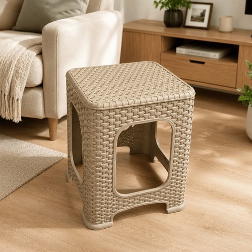 Beige plastic stool large - beige,