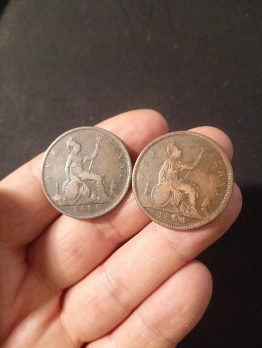 Penny 1864 1880 low - penny, x2