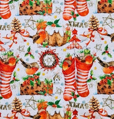 Robin fabric christmas - fabric,