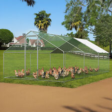 Large Chicken Run Walk In Coop Poultry Cage Galvanized Metal Hen House 6x3m 4x3m
