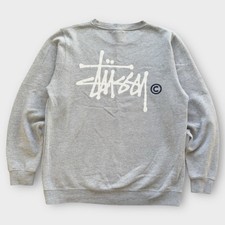 Stussy Jumper Men’s Size Medium Grey Graphic Spellout Print Crewneck