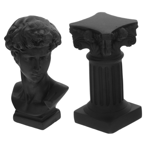 Black resin david sculpture - black,