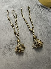 Vintage Style Tassel Rope Curtain Tie Backs Pair Gold Black 