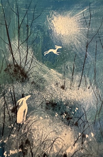 Aceo original over the moon - over,