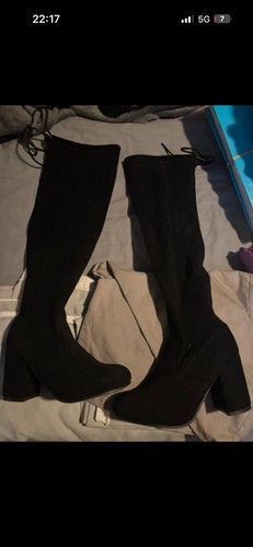 Black suedette over the - suedette, over-the-knee