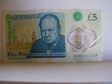 AA04 Bank Of England £5 Five Pound Note QUEEN'S HEAD Plastic/Polymer AA04 623009