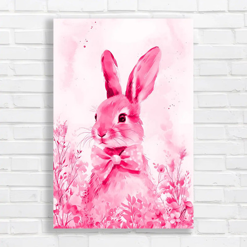 Whimsical rabbit pink canvas - pink,