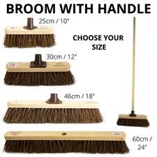 Stiff Garden Broom Head and Handle Heavy Duty Large Outdoor Sweeping Yard Brush