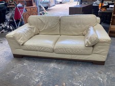 Vintage Retro Natizzi Italian Cream Leather 2 Seat Sofa Settee