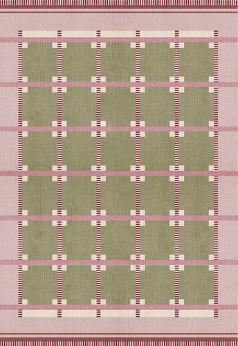 Spring grass green wool rug - green,