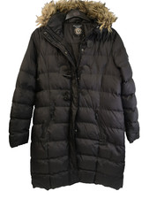 Brave Soul Outdoor Editon Womans Parka-Size 12-Black-hooded-quilted-(EBSK1854)