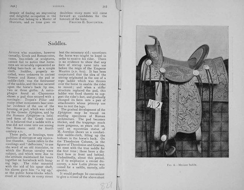 Old antique print - saddles, 1898