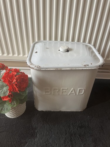 Vintage white enamel bread - vintage,