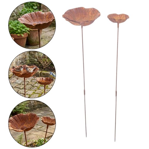 Metal bird bath flower - metal,
