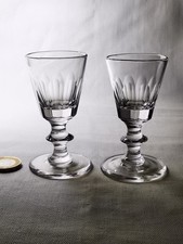 Antique Georgian Victorian Blown Glass Spirit Liquor Win Dram Pair x2 Pontil VGC