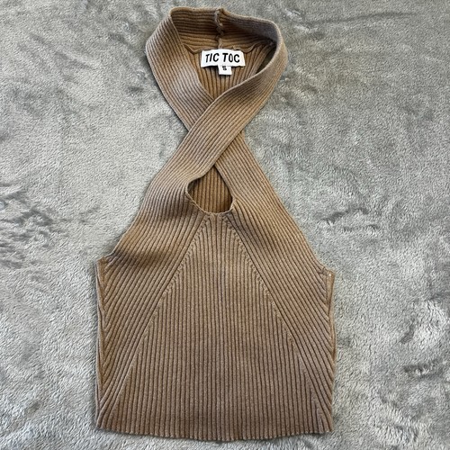 Tic toc brown ribbed halter - tic,