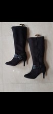 Ladies Evans black Knee high extra wide fit stretchability boots Size 7eee new.