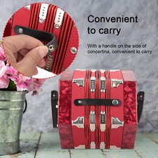 Professional 20 Buttons Accordion Concertina Musical Instrument Red LVE