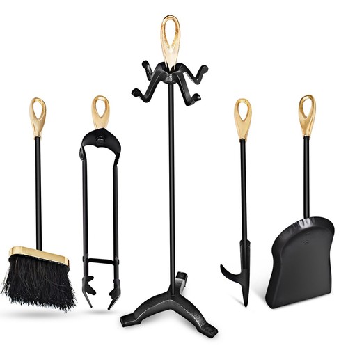 Piece fire tools set black - fire,