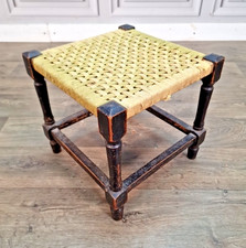 Antique Rope Seat Stool -