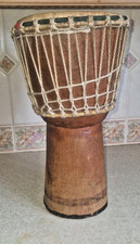 Genuine 15" Tall Djembe African Drum White Braid handcrafted Goblet Bongo