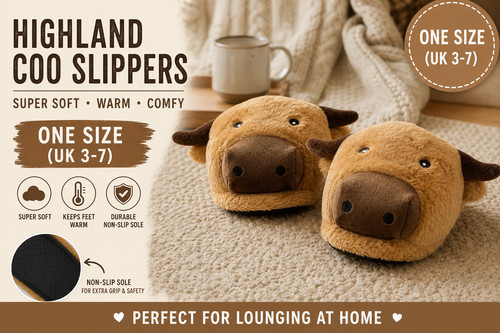 Highland cow plush slippers - highland,