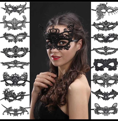 Black lace masquerade eye mask - lace,
