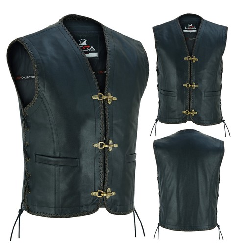 Men real leather waistcoat - leather,