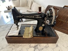 Vintage 1924 Singer 99 Hand Crank Sewing Machine - WORKING with Bentwood Case