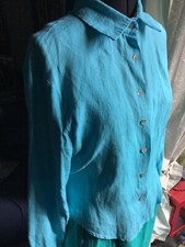 Blue linen blouse Patsy Seddon