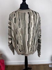Protege Coogi Style Pullover Jumper Size XL Earthy Tones Green and Cream Sweater