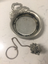 Metal bottle holder  grape vine design , bottle cork on chain , table decoration