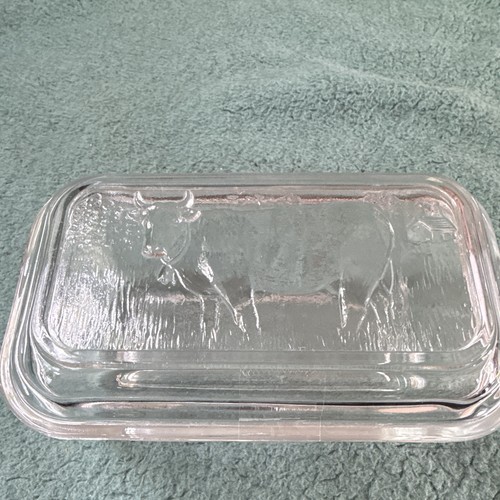Clear glass covered butter - glass,