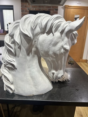 Large faux wood resin horse - large,