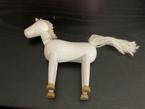 Vintage white wooden - white, horse