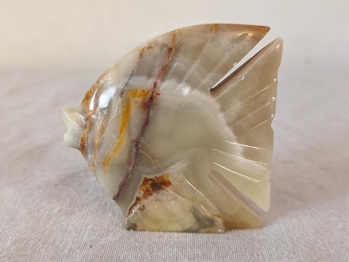 Small stone fish figurine - stone,