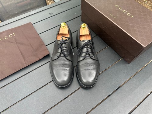 Gucci grey leather derby shoes - gucci,