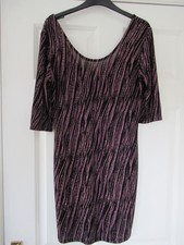 Next, ‘RUNWAY’ collection stretch, close fitting black and pink sparkle dress S