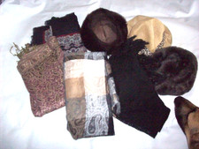 Vintage Job Lot Scarves Hats Shawls Mixed Patterned Ladies