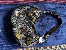 bedazzled 2000s mini handbag, with brown velour straps and gems