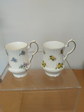 2 X Royal Windsor Bone China Floral Coffee Mugs VGC Vintage
