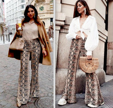 Zara trousers printed wide - zara,