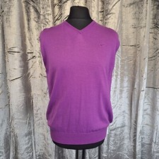 Nike Vest Jumper Pink Purple Mens Large V-Neck Knit Sleeveless Pullover
