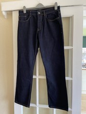 NEW - Men’s Henri Lloyd Dark Blue Denim Cotton Jeans - 34S - Button Fly - 34/30