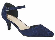 New Navy Blue Low Kitten Heel