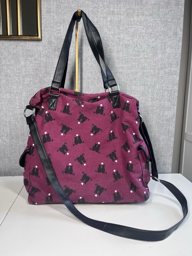 Cat print canvas tote bag - print,