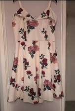 Chi Chi Curve Cream And Pink Roses Swing Dress Size 18 BNWOT 